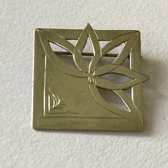 Vintage De Marcay Brooch Sterling Silver Pin Modernist Pierced Western Flower - Picture 12 of 13
